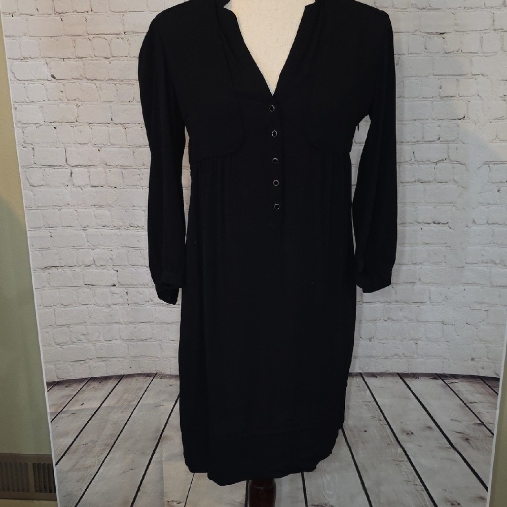Maeve by Anthropologie Black Taryn Crepe Shift Dress - Size 0